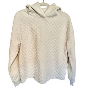 Madewell Quilted Hoodie Ivory Sweatshirt Size Medium